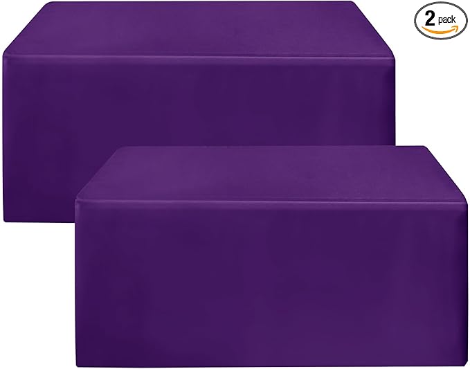 HolidayIdeas 2 Pack Fitted Tableclothes - 48 x 24 Inch - Purple Rectangle Tablecloths for 4 Foot Tables, Polyester Fabric Table Covers for Birthday Parties, Holiday Dinner, Trade Show