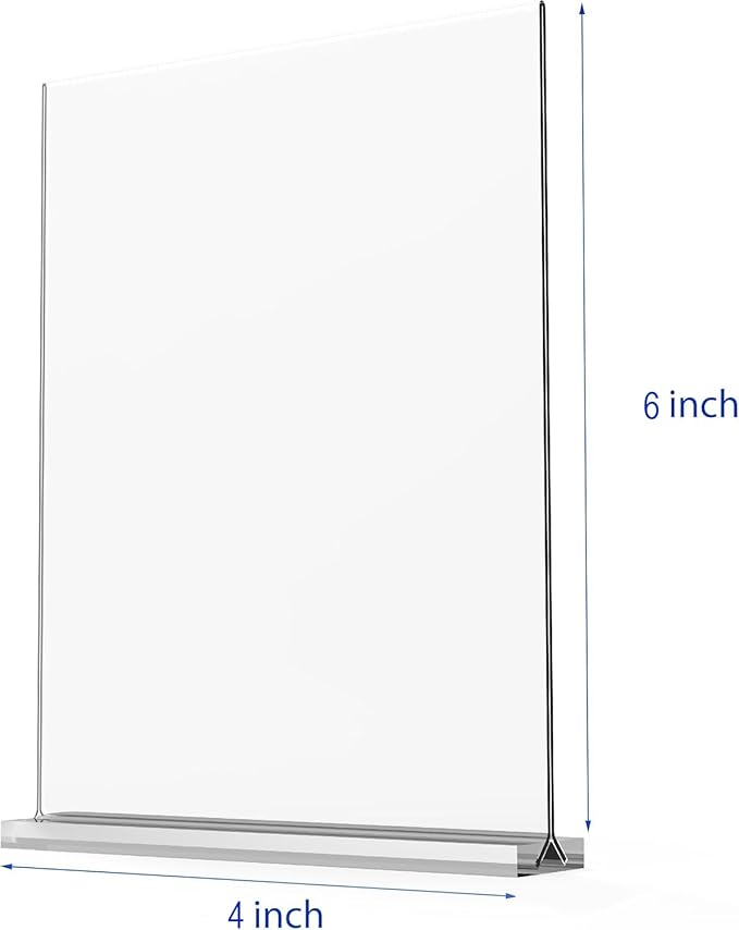 newnewshow 4x6 Inch Clear Acrylic Sign Holder, Display Stand, Plastic Card Holder for Business, Office, Retail (4x6 Inch 3 Pack)