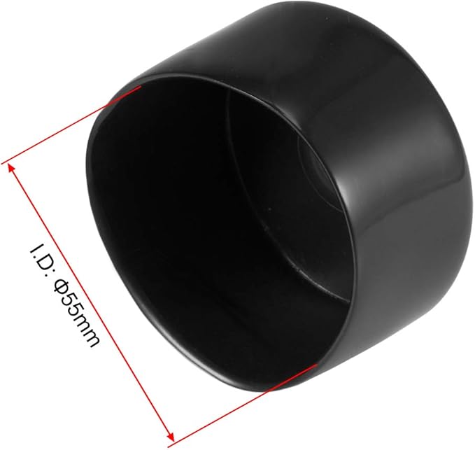uxcell 4pcs Rubber End Caps 55mm ID Vinyl Round End Cap Cover Screw Thread Protectors Black, 40mm Height