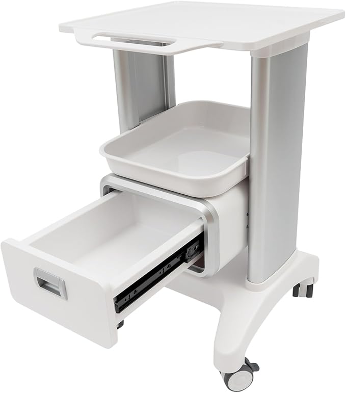 Mobile Medical Trolley Cart Mobile Ultrasound Cart 220 LBS Load Beauty Salon Instrument Rolling Carts with Drawer & Tray for Hospital Clinic Beauty Salon