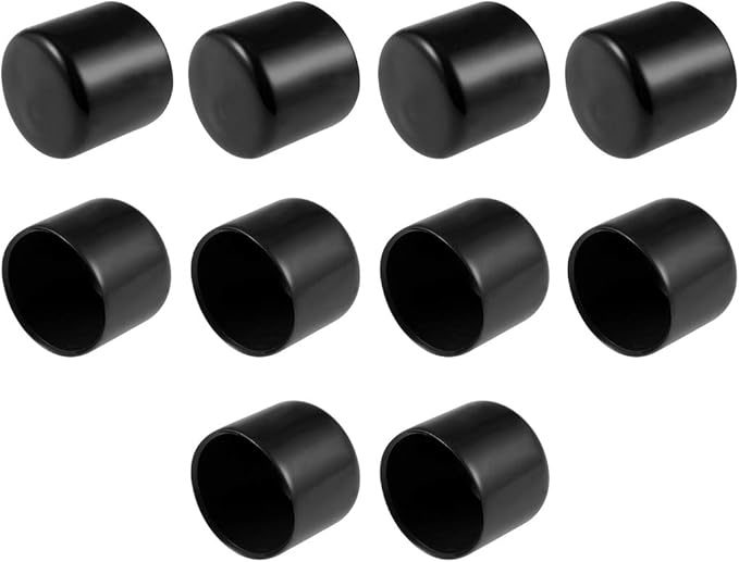 uxcell 10pcs Rubber End Caps 34mm ID Vinyl Round End Cap Cover Screw Thread Protectors Black