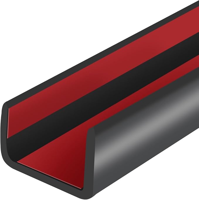 Rubber Edge Trim, Self-Adhesive U Channel Edge Protector for Plywood, Cabinet, 5/8" Wood Edge Banding, Flexible Furniture Repair, EPDM Material, Fit 5/8"(16mm), Length 20Ft, Black Color