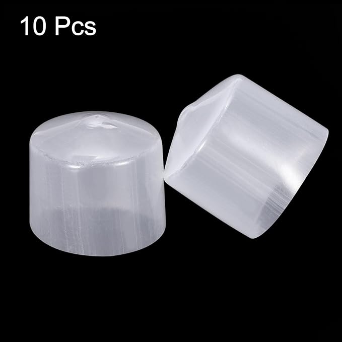 uxcell 10pcs Rubber End Caps 35mm(1.4") ID Vinyl Round End Cap Cover Screw Thread Protectors Clear