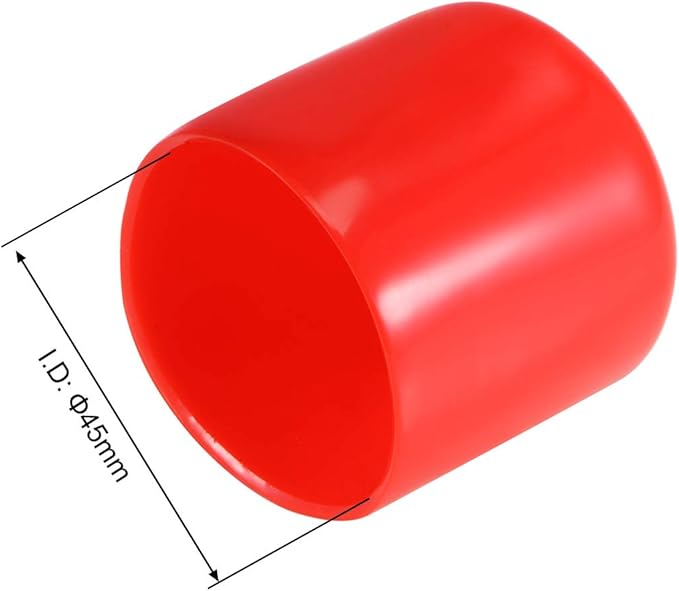 uxcell 4pcs Rubber End Caps 45mm ID Vinyl Round End Cap Cover Screw Thread Protectors Red, 40mm Height