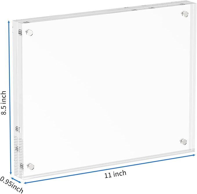NIUBEE 8.5x11 Picture Frame, Clear Certificate Document Magnetic Photo Frame for Tabletop Display