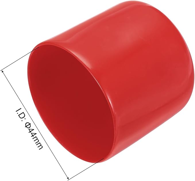 uxcell 4pcs Rubber End Caps 44mm ID Vinyl Round End Cap Cover Screw Thread Protectors Red, 40mm Height