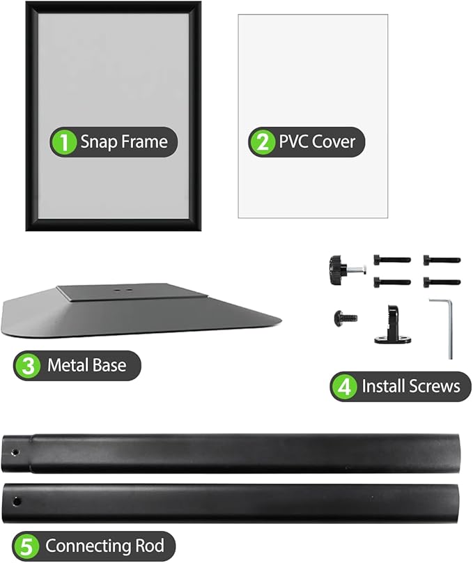 Heavy Duty Adjustable Pedestal Poster Sign Stand, 11x17 Aluminum Open Floor Standing Sign Holder for Vertical and Horizontal View Display, Black