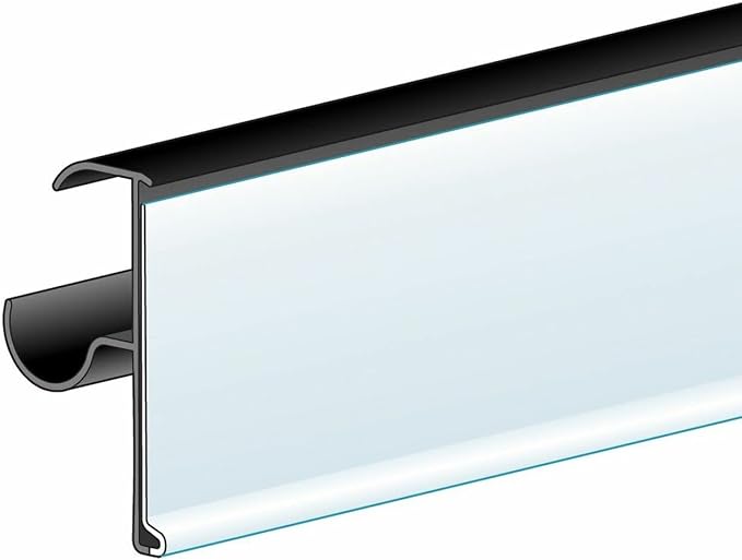 Price Tag Holder and Molding for Double Wire Cooler/Freezer Shelves | 30" Long | 1.25" High | 25 Pack | Black