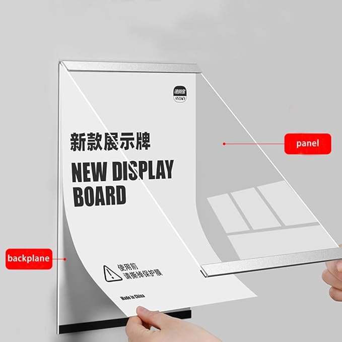 Wall Mount Acrylic Sign Holder Self Adhesive Magnetic Display Frame Clear Document Frame for Office, Store, School, Home, Wall Picture Frame (Vertical A3 297×420mm/11.69×16.54inches)