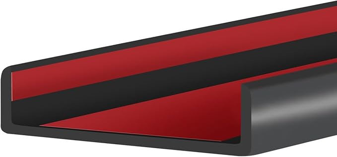 Big Size Rubber Edge Trim, 2-1/2 inches Self-Adhesive U Channel Edge Protector for Woods, Flexible U Shaped Peel and Stick Edge Banding, Edge Guard, Fit 2.5"(63mm), 20Ft, Black