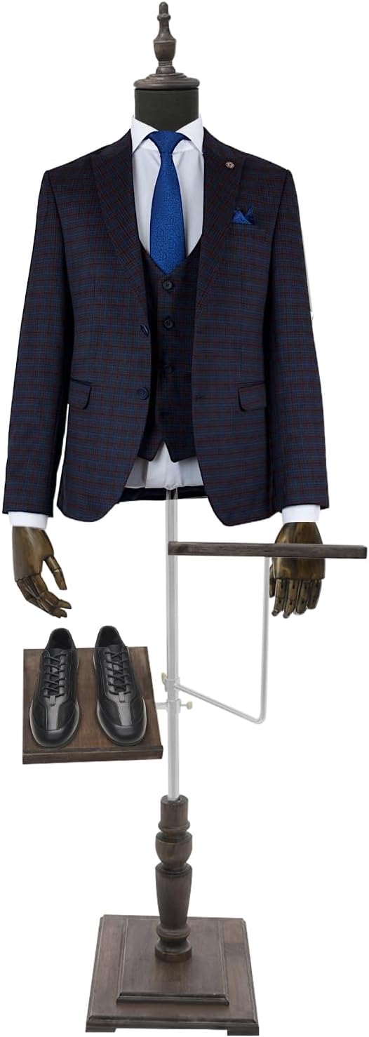 Male Dress Form Mannequin, Adjustable Height 4.43-5.91 ft for Clothing Display, with Detachable Shoe Holder & Pants Rack, Store Window Display Props for Retail, Boutique, Visual Merchandising