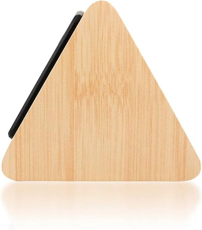 GEARONIC Digital Alarm Clock Wooden Alarm Clock Wood Modern Triangle Alarm Digital Desk Clock, Displays Time Date Temperature Calendar Wood Made Electric Clocks for Bedroom, Bedside - Bamboo