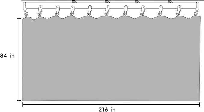 Room Divider Blackout Curtains Flexible Sliding Tracks Sets Ceiling Mounted Rod Window Curtain Privacy Separation for Bedroom Living Rooms,1 Panel Grey Drape and Black Track Set-W216xH84 in