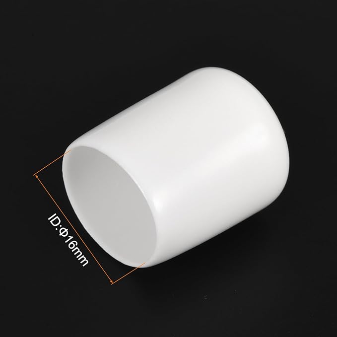 uxcell 10pcs Rubber End Caps 16mm ID Vinyl Round End Cap Cover Screw Thread Protectors White