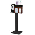 Cover Your Cough Compliance Kit–Locking holds 1 mounted sanitizer, 2 masks, 1-2 boxes tissues Locking lid kit includes floor Stand, 17"l x 22.25"W x 58.29"H
