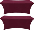 SEPARO 2 Pack 6 Ft Burgundy Spandex Table Cover Fitted Rectangular Tablecloth Stretchable Fabric Table Cloth 6 ft Wrinkle-Free for Party Tradeshows Banquet Weddings Cocktail