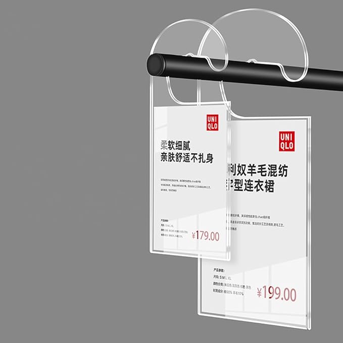 2 Pack Label Holder Price Tag Displays Sign Holder Data Card Holder Ads Display Stand for Retail Store Clothing Price Tag (M (A6) 100*150mm/3.94*5.91inches)