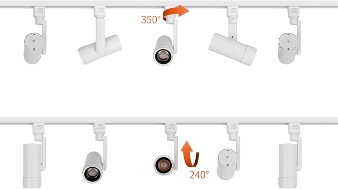 mirrea H Type LED Track Lighting Heads, Track Light Head with 24° to 60° Adjustable Beam Angle, 13.5W 90 CRI 3000K Warm White Painted, White Pack of 12
