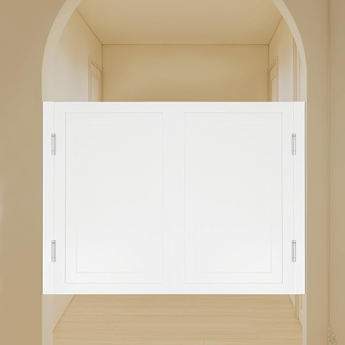 Solid Wood Interior Swing Door with Metal Hinges - Swinging Cafe Doors for Kitchen, Stairs, Bedroom Entrance & Partition (White, 47.2"X35.43")