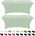 SEPARO Spandex Table Cover 2 Pack 6FT Sage Green Fitted Tablecloths,Washable Wrinkle Resistant Stretch Table Cloth Rectangle for Party Hosting Supplies,Wedding Decorations,Vendor Display,Banquet