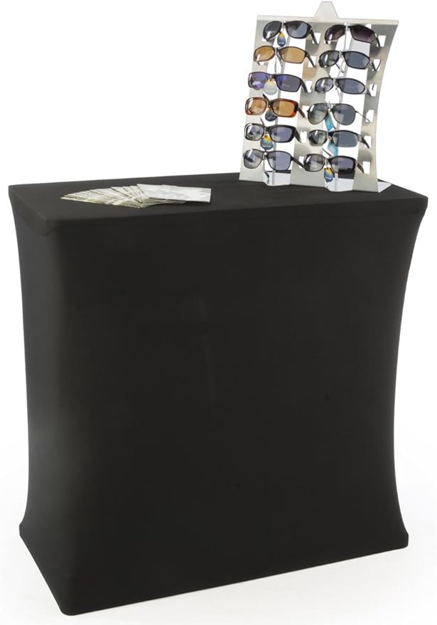 Portable Trade Show Counter Kiosk with Pop Up Stand, 38"W x 38.5"H, Stretch Cover, Wheeled Case