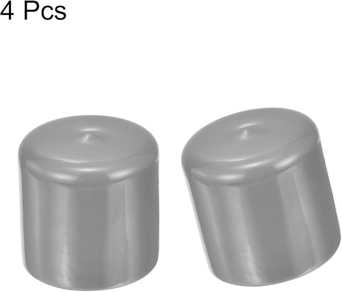 uxcell 4pcs Rubber End Caps 43mm ID Vinyl Round End Cap Cover Screw Thread Protectors Light Gray, 40mm Height