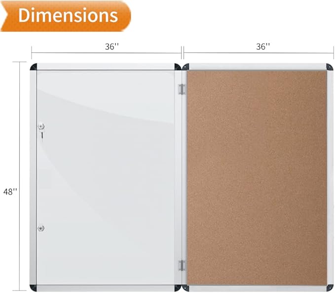 VIZ-PRO Tamperproof Lockable Cork Noticeboard Class 1 Aluminium Framed 48x36 Inches