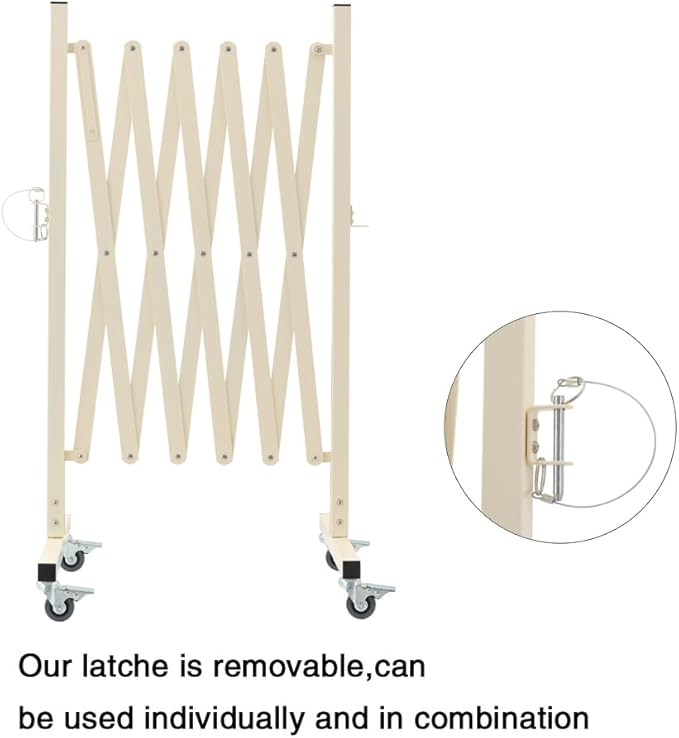 TRUNK Industrial Expandable Metal Barricade, 8 Feet, Milkyellow, Portable Safety Barrier with Casters, Flexible Fence Mobile Barrier Gate, Adjustable Traffic Fence for School,Shopping mall