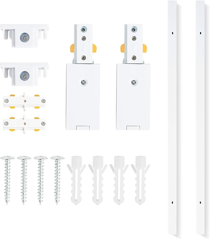 VANoopee H Track Lighting Rails Kit, 6.6FT H Type Track Rails White with End Caps and Live End Feed Connector, Compatible with Single Circuit 120V H Style Track System, for H LED Track Lighting Heads