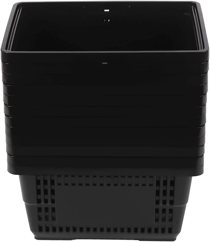 12 Pack Commercial Shopping Baskets - 21L Black Nesting Stackable Bins with Invisible Handle for Retail, Supermarket, Warehouse Durable Store Basket (Black-21L)