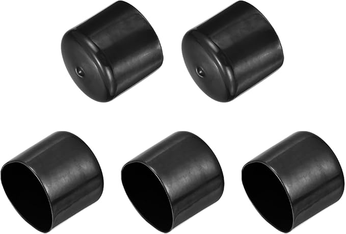 uxcell 5pcs Rubber End Caps 1 7/8"(48mm) ID Vinyl PVC Round Tube Bolt Cap Cover Screw Thread Protectors Black