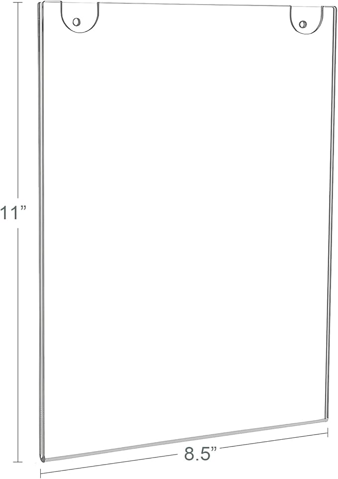 BlueValley 3 Pack Acrylic Sign Holder 8.5x11 Wall Mount Portrait – Clear Menu, Flyer & Picture Frame with Screws & Adhesive Tape, Wall Mounted Document Display for Office, School, Restaurant, Hotel, Public Space