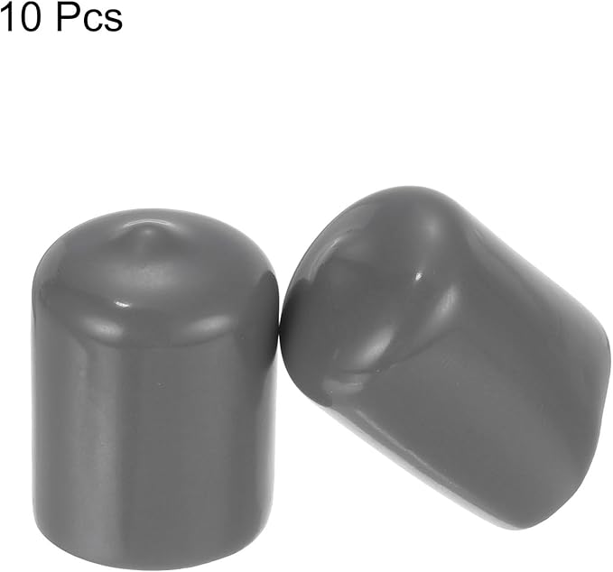 uxcell 10pcs Rubber End Caps 21mm ID Vinyl Round End Cap Cover Screw Thread Protectors Dark Grey