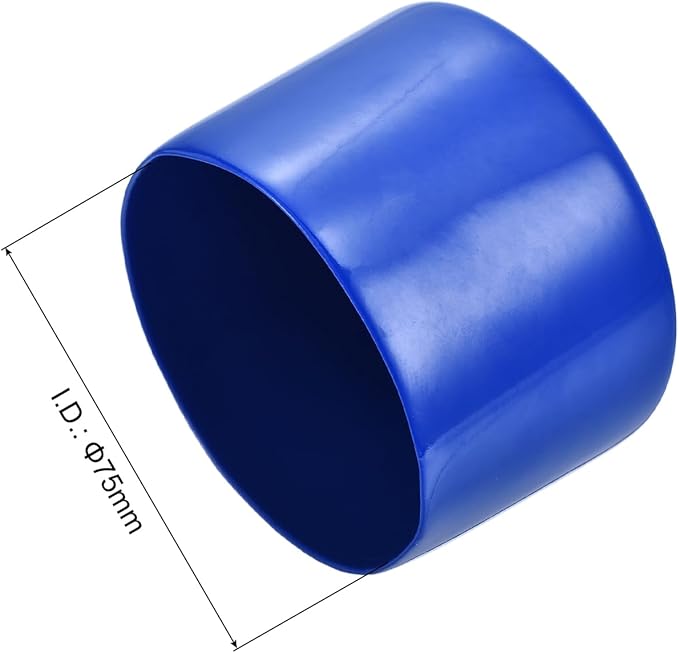uxcell 4pcs Rubber End Caps 75mm ID Vinyl Round Tube Bolt Cap Cover Screw Thread Protectors Blue, 50mm Height
