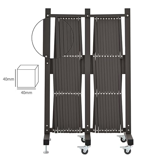 GYMTIME Expandable Metal Barricade, Safety Barrier with Casters, Flexible Mobile Gate, 23 Feet, Brown, Adjustable Temporary Fence for Garden Indoor