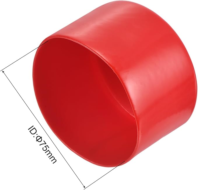 uxcell 5pcs Rubber End Caps 2 15/16"(75mm) ID Vinyl PVC Round Tube Bolt Cap Cover Screw Thread Protectors Red
