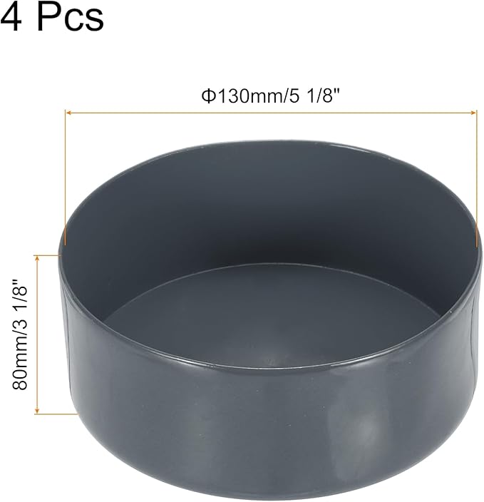 uxcell 4pcs Rubber End Caps 130mm(5 1/8 Inch) ID x 80mm(3 1/8 Inch) H Vinyl Round End Cap Cover Screw Thread Protectors Dark Grey
