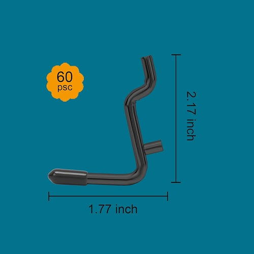 1/4 Inch Extra Thick Pegboard Hooks,Only Suitable for 1/4" Pegboard Board,Metal Pegboard Hooks for Hanging Storage (All Black, 60pcs L Hook)