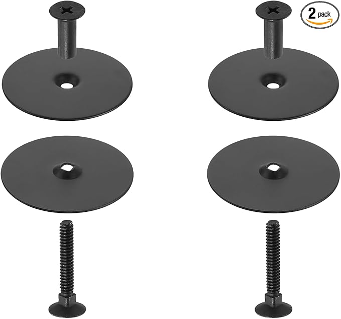 Door Hole Cover Plate Filler Plate Deadbolt Cover Plate 2-5/8" Diameter,1 Inch and 2 Inch Connecting Screws in Matt Black Finish (2 Pack)