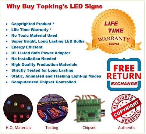 Gift Shop Sign, 19"x10", 48x24cm, TOPKING, LED, Neon, Florescent, Signage, Signboard, Display, Billboard, Screen, Grand Opening, Gift
