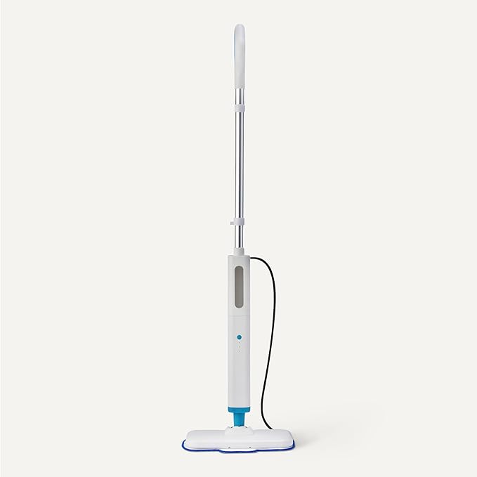 Amazon Basics Steam Mop for Hard Floor Cleaning with 20-Foot Cord, 3 Washable Pads, White