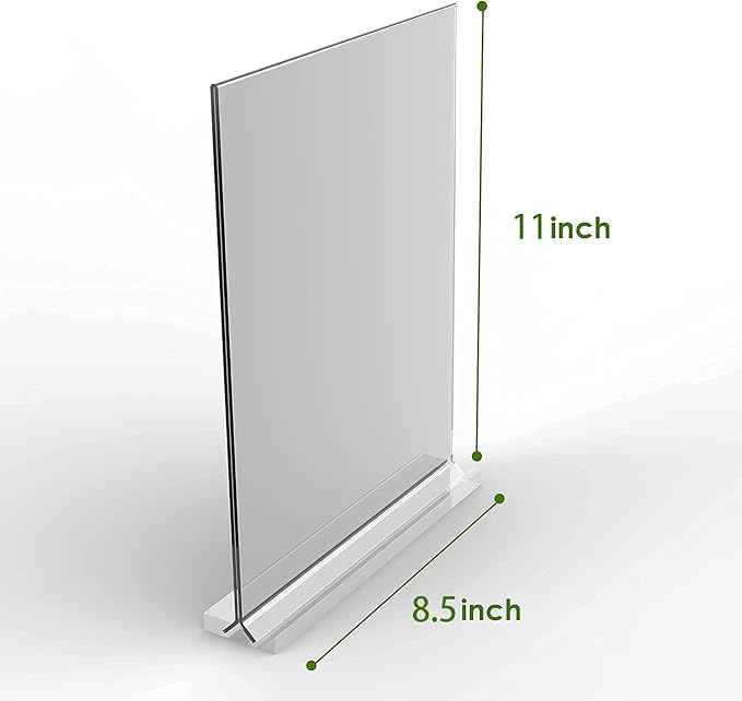 Acrylic Sign Holder 8.5x11 Inches 2 Pack T Shape Desktop Display Stand Vertical Double Sided Clear Table Menu Flyer Holder for Restaurants, Office, Shop, Wedding