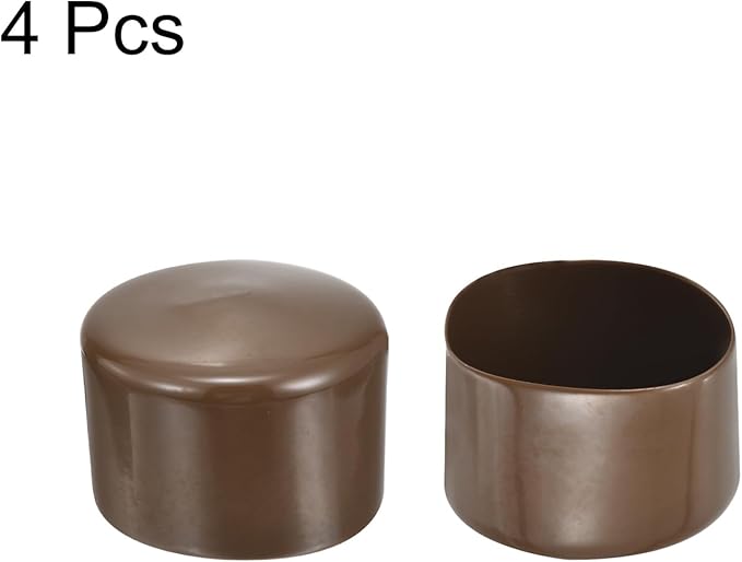 uxcell 4pcs Rubber End Caps 65mm(2 9/16") ID Vinyl Round Tube Bolt Cap Cover Screw Thread Protectors Brown, 40mm Height