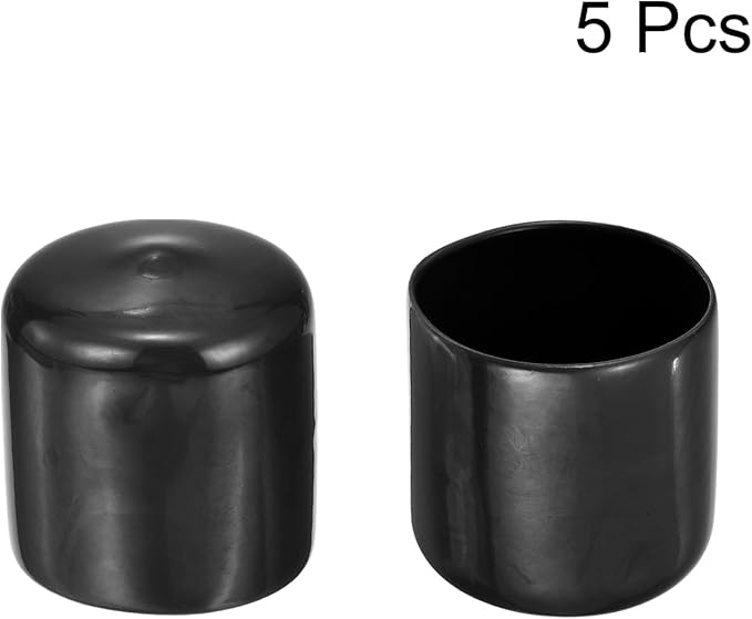 uxcell 5pcs Rubber End Caps 1 9/16"(39mm) ID Vinyl PVC Round Tube Bolt Cap Cover Screw Thread Protectors Black