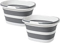 Large Collapsible Bucket 16L Two-Pack - Upgraded, Lightweight & Portable Water Bucket for House Cleaning, Camping, Storage - Space-Saving & Multiuse Cleaning Mop Bucket - Grey (2 Pack)