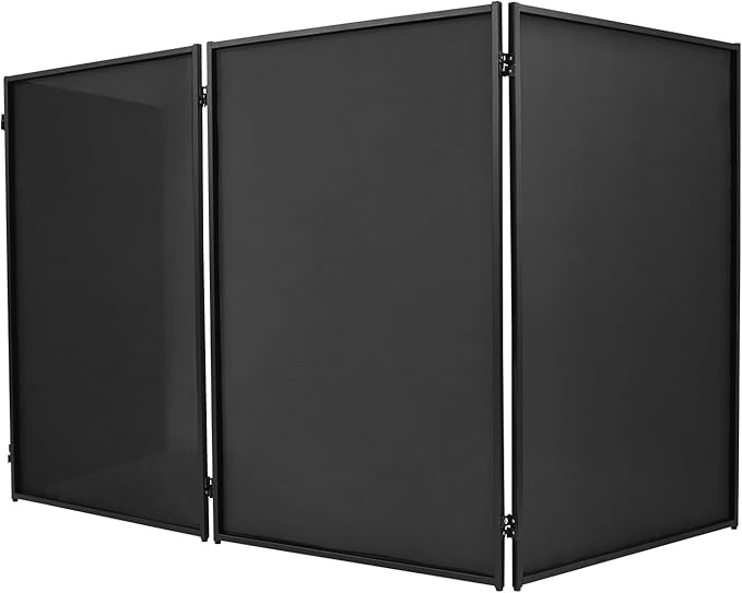 DJ Foldable Facade DJ Facade Table Station Portable Event Booth with 4 Detachable Panels Black+White Metal Frame Projector Display Scrim Panel with Carry Bag-28x47inch