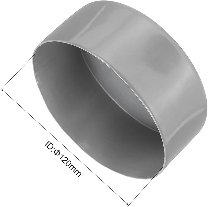 uxcell 4pcs Rubber End Caps 120mm ID Vinyl Round End Cap Cover Screw Thread Protectors Light Gray, 50mm Height