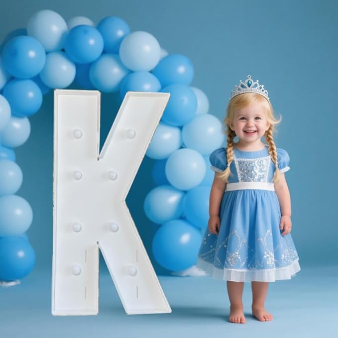 PRELIFE MEMORY 3FT/36 Inch Light Up Marquee Letter A-Z, White Frame KT Board Plug-in KT Board with Bracket White LED Party Decorative Light Decoration for Birthday Party Anniversary (K)