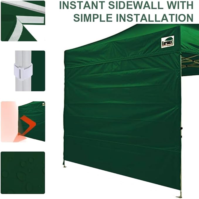 Eurmax USA 10FT Instant Canopy SunWall Pop Up Canopy Wall with Horizontal Strap ONLY,1 Pack Sidewall (Forest Green)