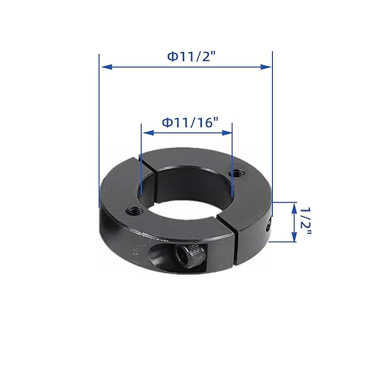 (4-Pack) Shaft Collar 11/16" Bore, 1045 Steel Double Split Clamp-On Shaft Collars Style, 1-1/2" OD, 1/2" Thickness, with M4 Set Screws